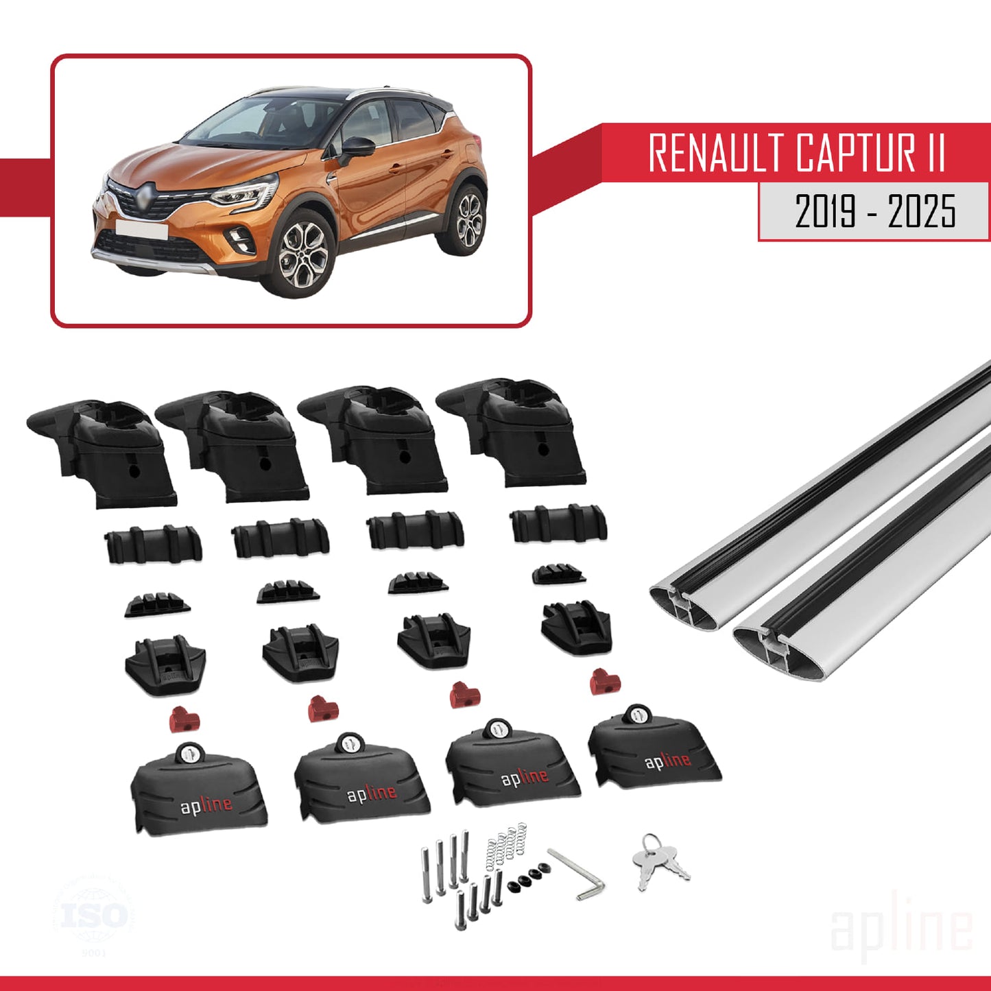 Compatible avec Renault Captur 2 2019-2025 ACE-2 Barres de Toit Railing Porte-Bagages de Voiture Gris Aluminium 2 Barres