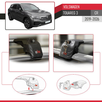 Compatibile con Volkswagen Touareg 3 (CR) 2019-2025 ACE-2 Barre Tetto Portapacchi Auto Barre Portatutto Grigo Alluminio 2 Barre