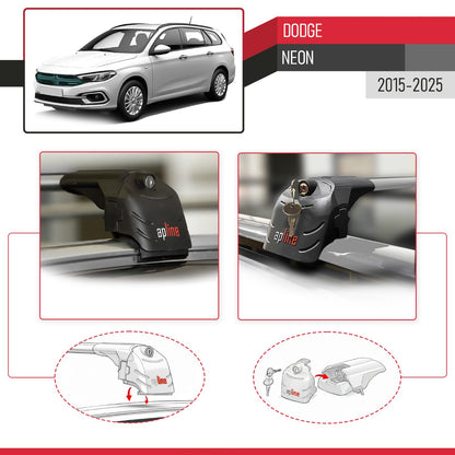 Compatibile con Dodge Neon 2015-2025 ACE-2 Barre Tetto Portapacchi Auto Barre Portatutto Grigo Alluminio 2 Barre