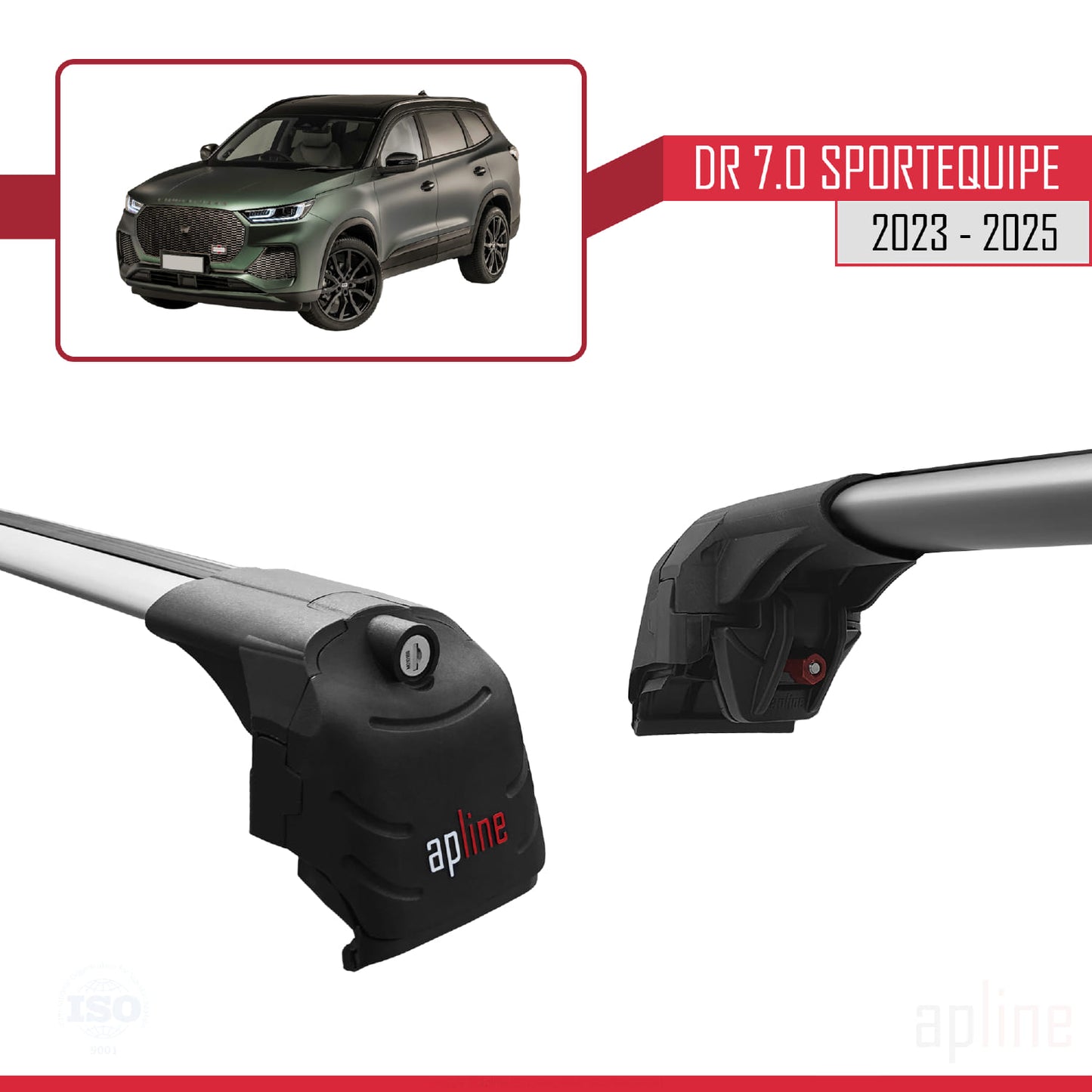 Kompatibel mit DR 7.0 Sportequipe 7 (It) 2023-2025 ACE-2 Dachgepäckträger, Reling, Gepäckträger, graues Aluminium, 2 Stangen