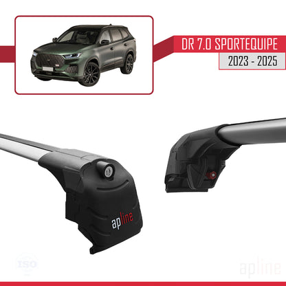 Kompatibel mit DR 7.0 Sportequipe 7 (It) 2023-2025 ACE-2 Dachgepäckträger, Reling, Gepäckträger, graues Aluminium, 2 Stangen