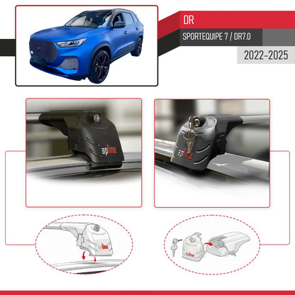 Compatibile con DR 7.0 Sportequipe 7 (It) 2023-2025 ACE-2 Barre Tetto Portapacchi Auto Barre Portatutto Grigo Alluminio 2 Barre