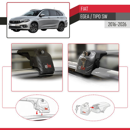 Compatibile con Fiat Egea SW 2016-2025 ACE-2 Barre Tetto Portapacchi Auto Barre Portatutto Grigo Alluminio 2 Barre