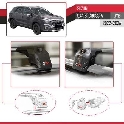 Compatibile con Suzuki SX4 S-Cross 4 (JY) 2022-2025 ACE-2 Barre Tetto Portapacchi Auto Barre Portatutto Grigo Alluminio 2 Barre