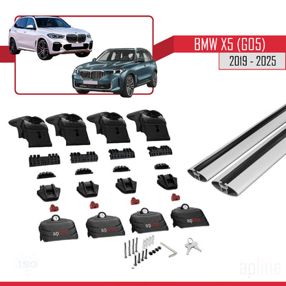 Compatibile con BMW X5 (G05) 2019-2025 ACE-2 Barre portatutto per auto Portapacchi in alluminio grigio 2 barre