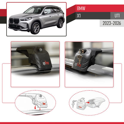 Compatibile con BMW X1 (U11) 2023-2025 ACE-2 Barre Tetto Portapacchi Auto Barre Portatutto Grigo Alluminio 2 Barre