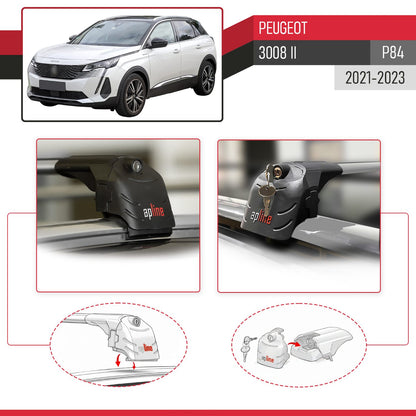 Compatibile con Peugeot 3008 II (P84) Post-Facelift 2021-2023 ACE-2 Barre Tetto Portapacchi Auto Barre Portatutto Grigo Alluminio 2 Barre