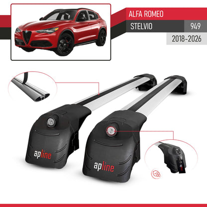 Compatibile con Alfa Romeo Stelvio 2018-2024 ACE-2 Barre Tetto Portapacchi Auto Barre Portatutto Grigo Alluminio 2 Barre