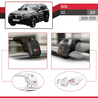 Compatible with BMW iX3 G08 2021-2024 ACE-2 Car Roof Rack Cross Bar Grey Aluminium 2 Bars