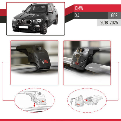 Compatibile con BMW X4 (G02) 2018-2023 ACE-2 Barre Tetto Portapacchi Auto Barre Portatutto Grigo Alluminio 2 Barre