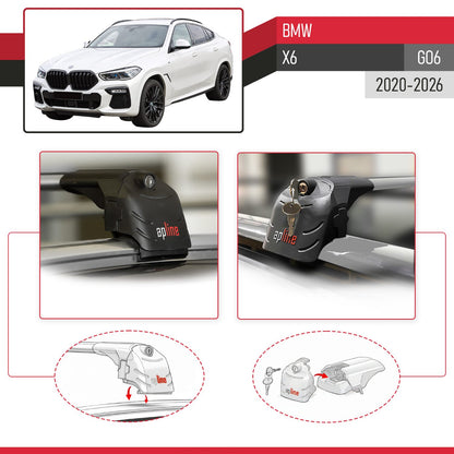 Compatibile con BMW X6 (G06) 2020-2025 ACE-2 Barre Tetto Portapacchi Auto Barre Portatutto Grigo Alluminio 2 Barre