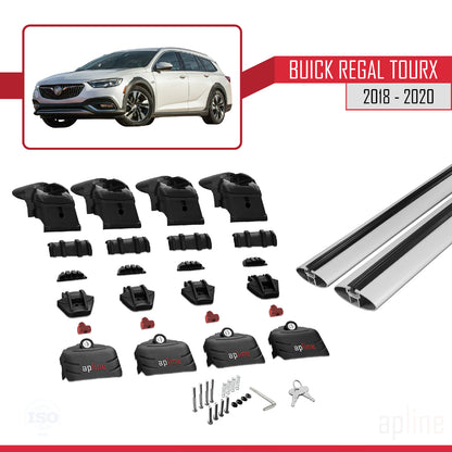 Kompatibel mit Buick Regal TourX 2018-2020 ACE-2 Dachgepäckträger, Reling, Gepäckträger, graues Aluminium, 2 Stangen