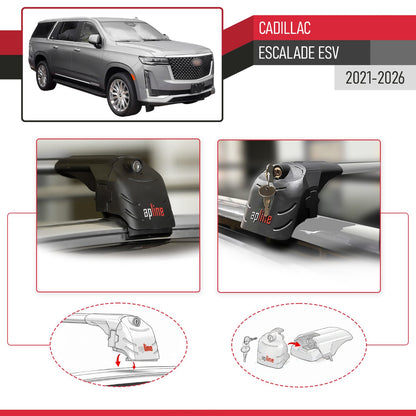 Compatibile con Cadillac Escalade ESV 2021-2024 ACE-2 Barre Tetto Portapacchi Auto Barre Portatutto Grigo Alluminio 2 Barre