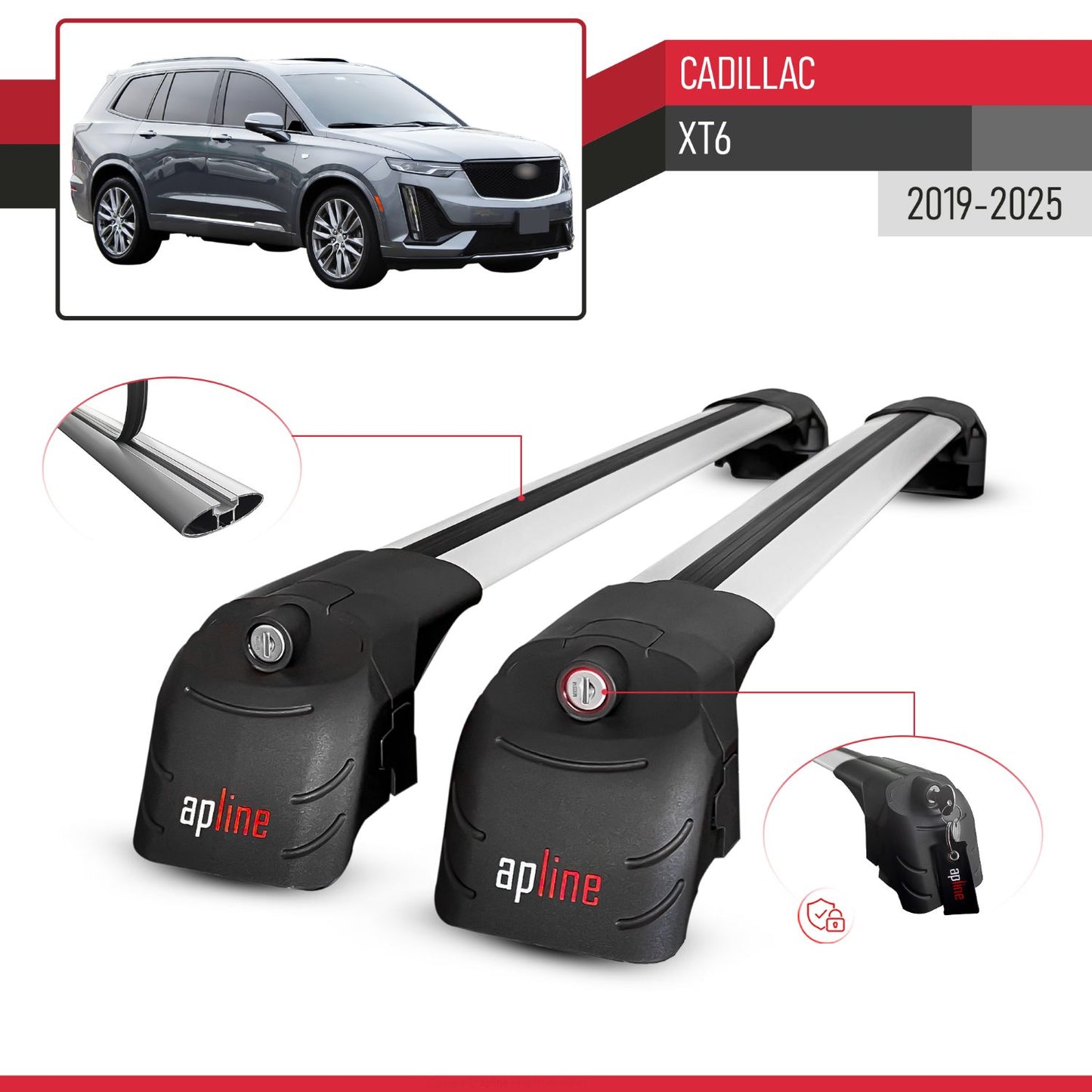 Compatibile con Cadillac XT6 2020-2024 ACE-2 Barre Tetto Portapacchi Auto Barre Portatutto Grigo Alluminio 2 Barre
