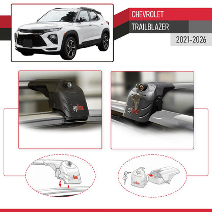 Compatibile con Chevrolet Trailblazer 2021-2024 ACE-2 Barre Tetto Portapacchi Auto Barre Portatutto Grigo Alluminio 2 Barre