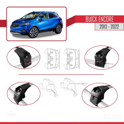 Kompatibel mit Buick Encore 2013-2022 ACE-2 Dachreling Gepäckträger Graues Aluminium 2 Stangen