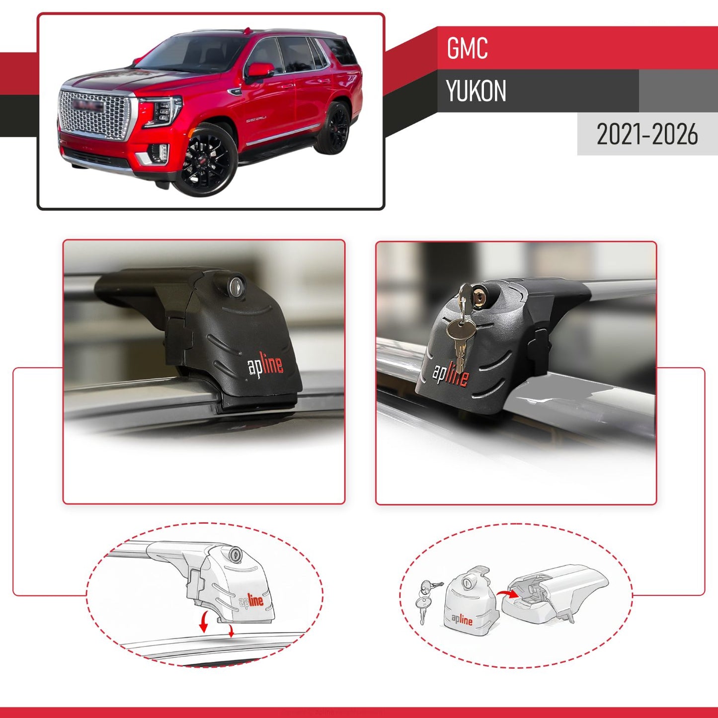Compatibile con GMC Yukon 2021-2024 ACE-2 Barre Tetto Portapacchi Auto Barre Portatutto Grigo Alluminio 2 Barre