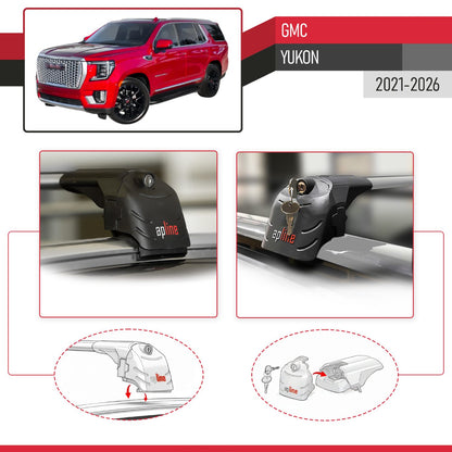 Compatibile con GMC Yukon 2021-2024 ACE-2 Barre Tetto Portapacchi Auto Barre Portatutto Grigo Alluminio 2 Barre
