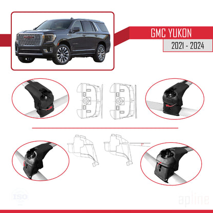 Compatibile con GMC Yukon 2021-2024 ACE-2 Portapacchi per auto in alluminio grigio 2 barre