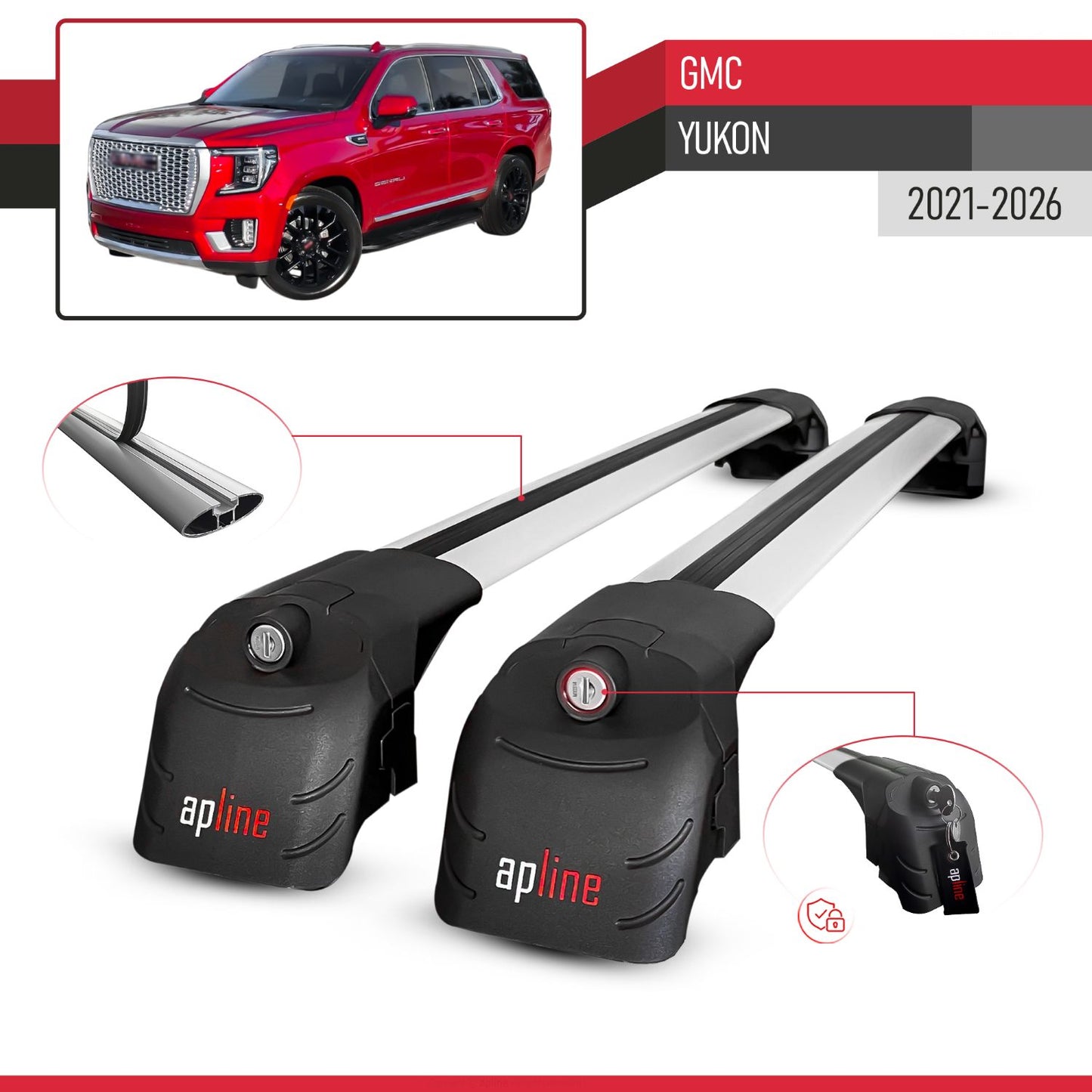 Compatibile con GMC Yukon 2021-2024 ACE-2 Barre Tetto Portapacchi Auto Barre Portatutto Grigo Alluminio 2 Barre