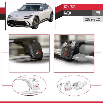 Compatibile con Genesis GV60 2023-2024 ACE-2 Barre Tetto Portapacchi Auto Barre Portatutto Grigo Alluminio 2 Barre