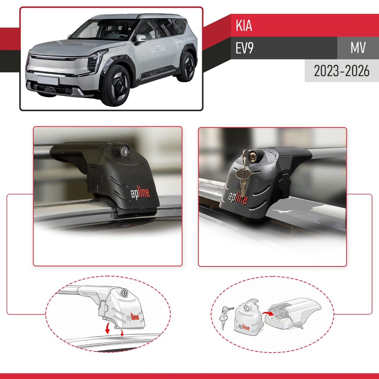 Compatibile con Kia E V9 2024-2025 ACE-2 Barre Tetto Portapacchi Auto Barre Portatutto Grigo Alluminio 2 Barre
