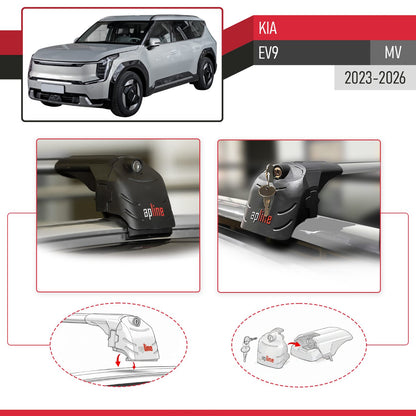 Compatibile con Kia E V9 2024-2025 ACE-2 Barre Tetto Portapacchi Auto Barre Portatutto Grigo Alluminio 2 Barre