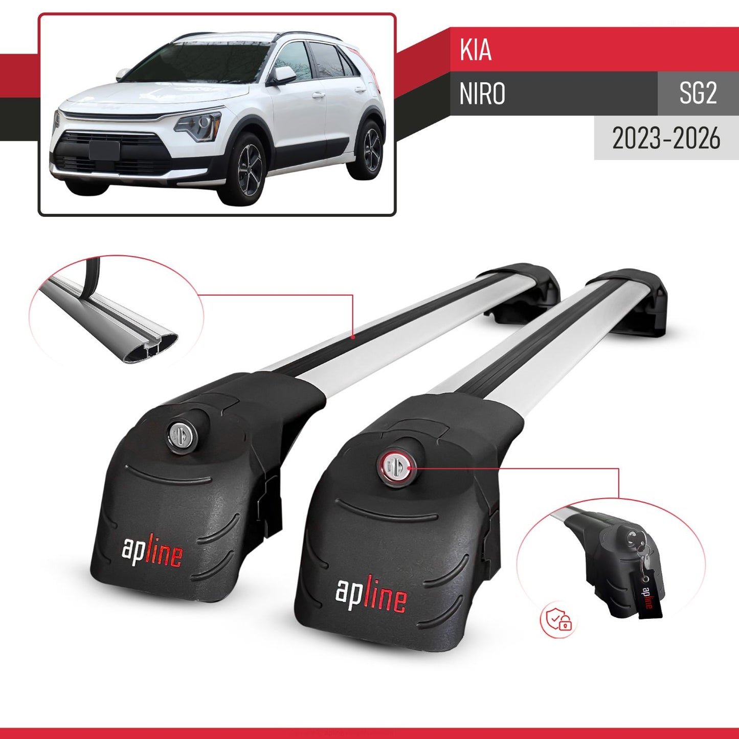 Compatibile con Kia Niro 2023-2024 ACE-2 Barre Tetto Portapacchi Auto Barre Portatutto Grigo Alluminio 2 Barre