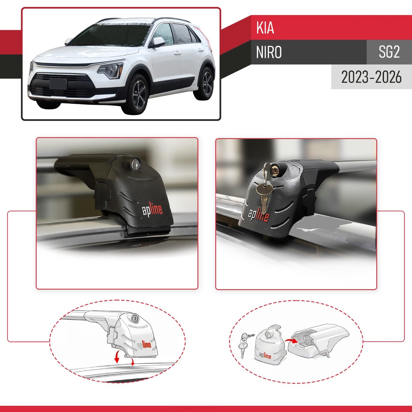 Compatibile con Kia Niro 2023-2024 ACE-2 Barre Tetto Portapacchi Auto Barre Portatutto Grigo Alluminio 2 Barre