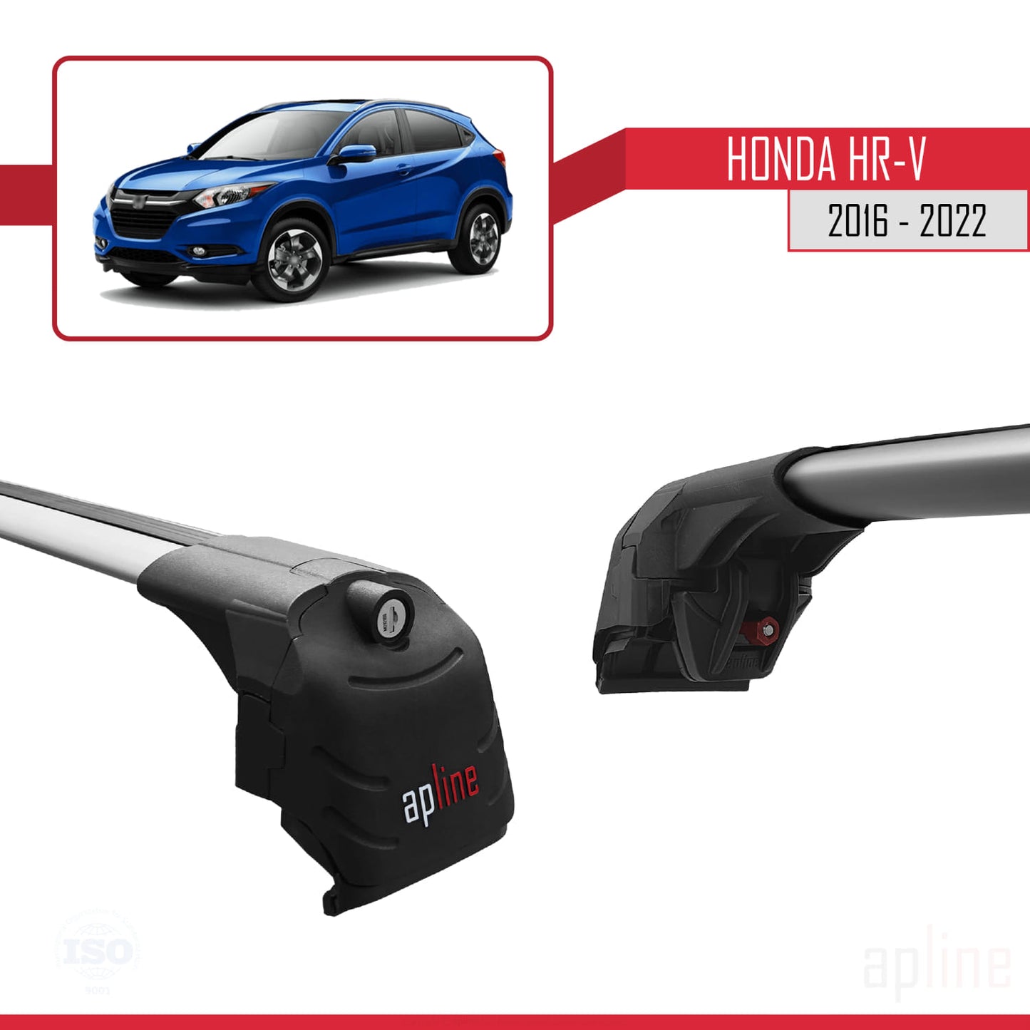 Compatible with Honda HR-V 2016-2022 ACE-2 Car Roof Rack Cross Bar Grey Aluminium 2 Bars