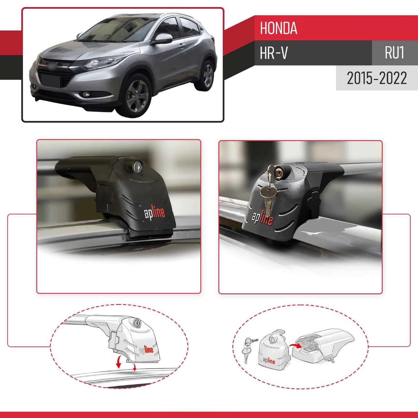 Compatibile con Honda HR-V 2016-2022 ACE-2 Barre Tetto Portapacchi Auto Barre Portatutto Grigo Alluminio 2 Barre