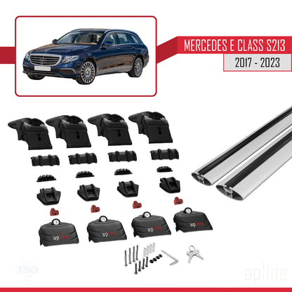 Compatible avec Mini Clubman Mercedes E Class S213 2017-2023 ACE-2 Barres de Toit Railing Porte-Bagages de Voiture Gris Aluminium 2 Barres