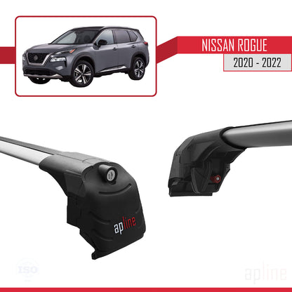 Compatible avec Nissan Rogue 2020-2022 ACE-2 Barres de Toit Railing Porte-Bagages de Voiture Gris Aluminium 2 Barres