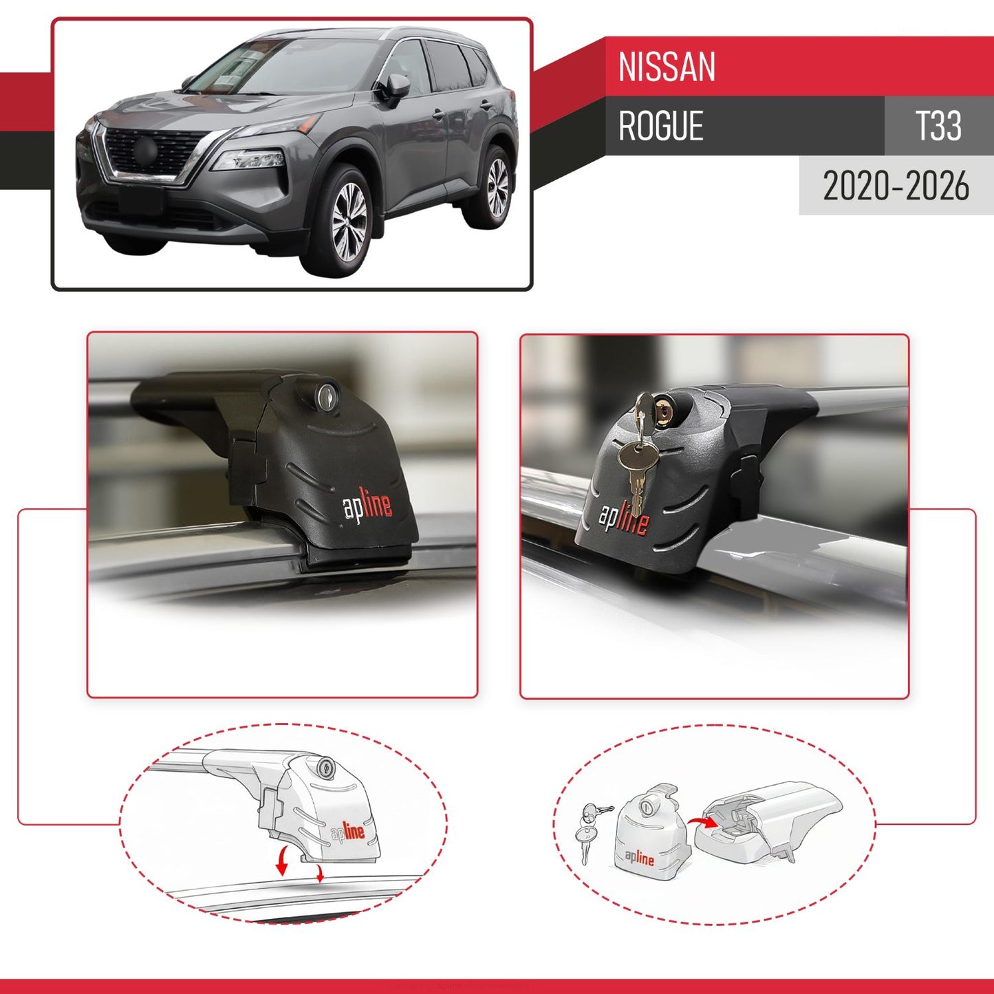 Compatibile con Nissan Rogue 2020-2022 ACE-2 Barre Tetto Portapacchi Auto Barre Portatutto Grigo Alluminio 2 Barre