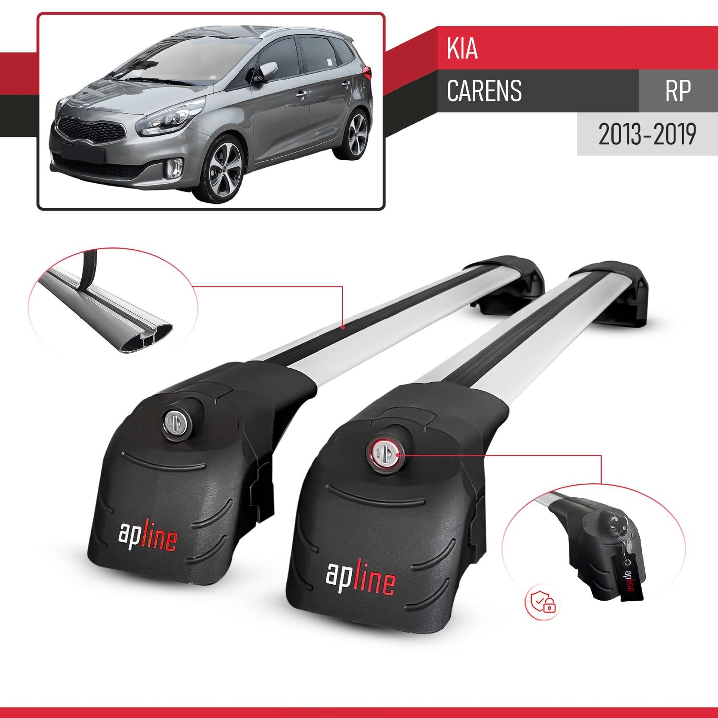 Compatibile con Kia Carens 2013-2019 ACE-2 Barre Tetto Portapacchi Auto Barre Portatutto Grigo Alluminio 2 Barre
