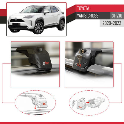 Compatibile con Toyota Yaris Cross 2020-2025 ACE-2 Barre Tetto Portapacchi Auto Barre Portatutto Grigo Alluminio 2 Barre