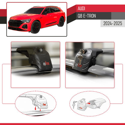 Compatibile con Audi Q8 e-Tron 2024-2025 ACE-2 Barre Tetto Portapacchi Auto Barre Portatutto Grigo Alluminio 2 Barre