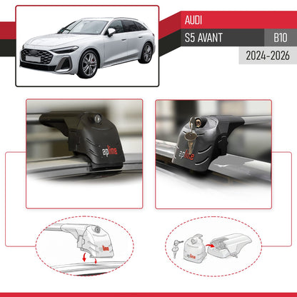 Compatibile con Audi S5 Avant 2024-2025 ACE-2 Barre Tetto Portapacchi Auto Barre Portatutto Grigo Alluminio 2 Barre