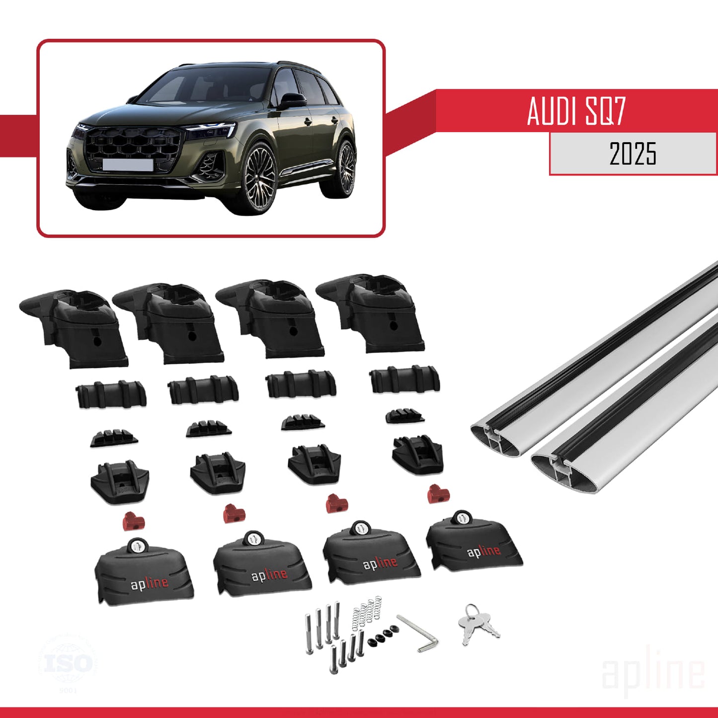 Compatibile con Audi SQ7 2024-2025 ACE-2 Barre portatutto per auto Portapacchi in alluminio grigio 2 barre