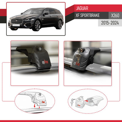 Compatibile con Jaguar XF Sportbrake 2015-2025 ACE-2 Barre Tetto Portapacchi Auto Barre Portatutto Grigo Alluminio 2 Barre