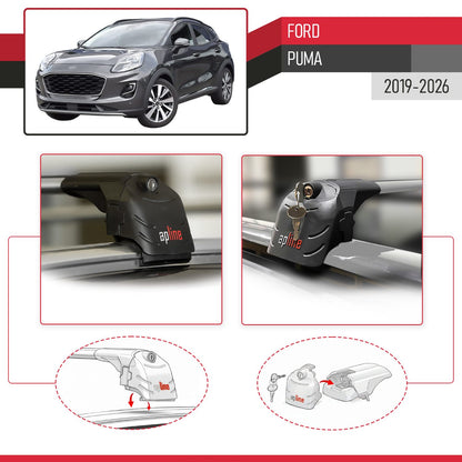 Compatibile con Ford Puma 2019-2024 ACE-2 Barre Tetto Portapacchi Auto Barre Portatutto Grigo Alluminio 2 Barre