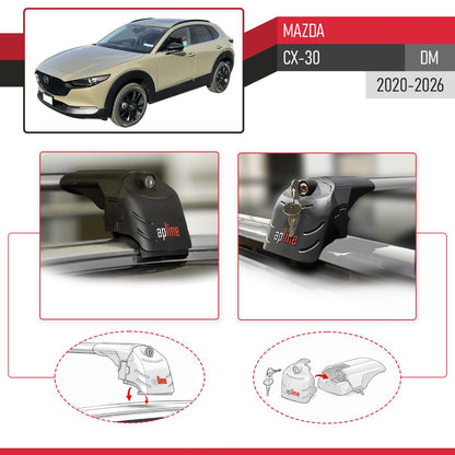 Compatibile con Mazda CX-30 2020-2025 ACE-2 Barre Tetto Portapacchi Auto Barre Portatutto Grigo Alluminio 2 Barre