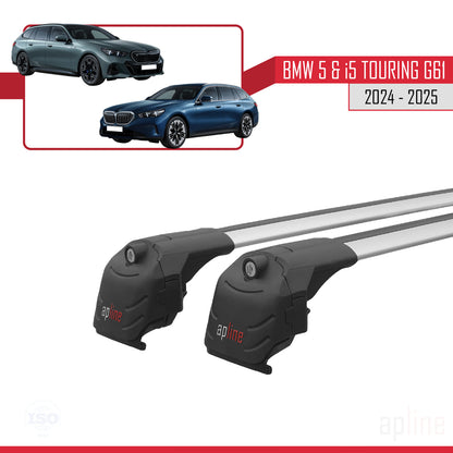 Compatible avec BMW 5 Series / i5 G61 Touring 2024-2025 ACE-2 Barres de Toit Railing Porte-Bagages de Voiture Gris Aluminium 2 Barres