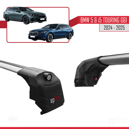 Compatible avec BMW 5 Series / i5 G61 Touring 2024-2025 ACE-2 Barres de Toit Railing Porte-Bagages de Voiture Gris Aluminium 2 Barres