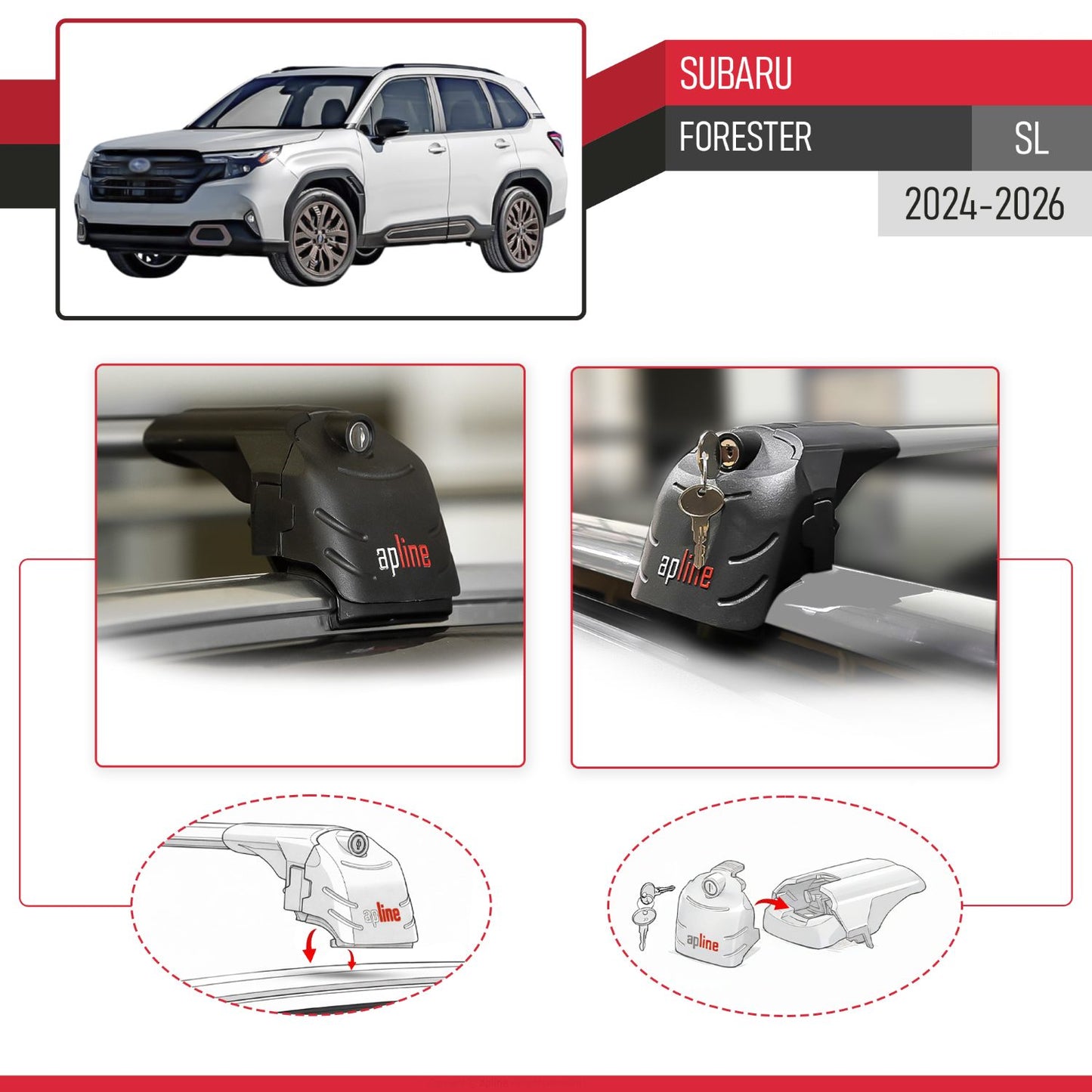 Compatibile con Subaru Forester 2024-2025 ACE-2 Barre Tetto Portapacchi Auto Barre Portatutto Grigo Alluminio 2 Barre