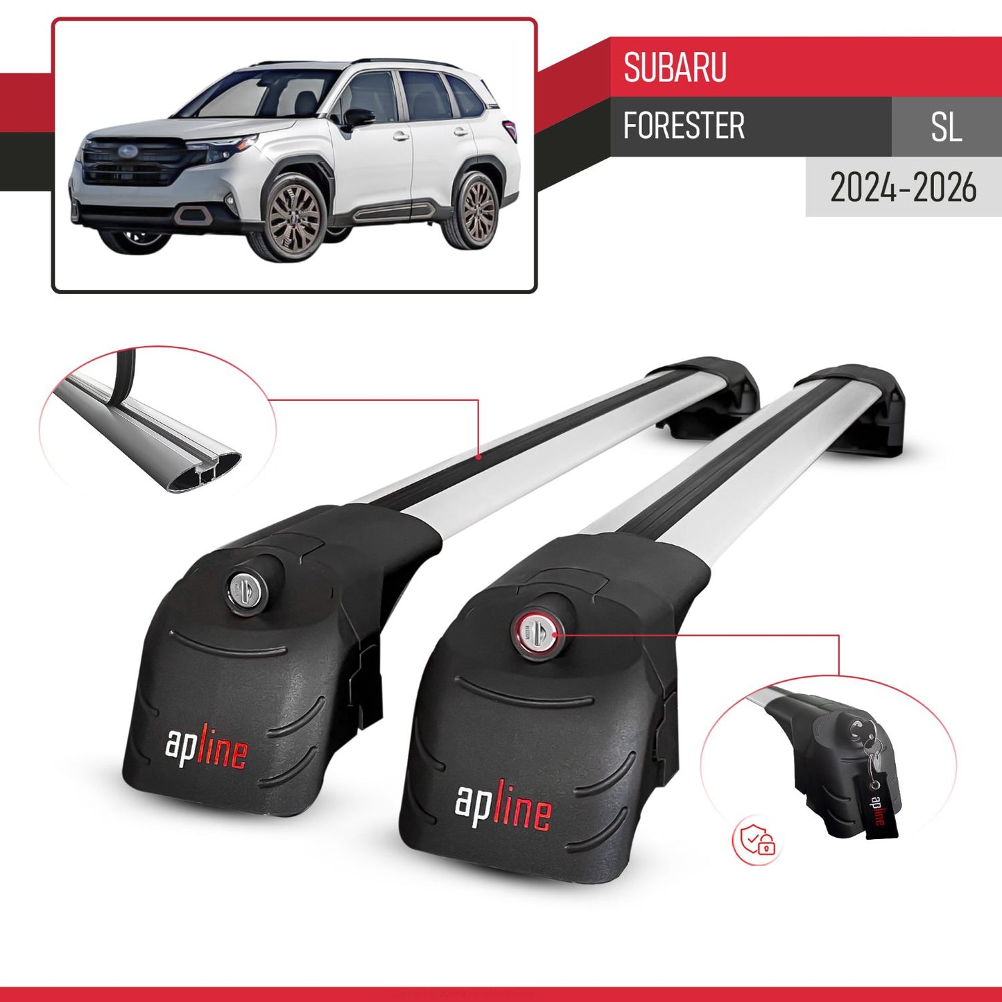 Compatibile con Subaru Forester 2024-2025 ACE-2 Barre Tetto Portapacchi Auto Barre Portatutto Grigo Alluminio 2 Barre