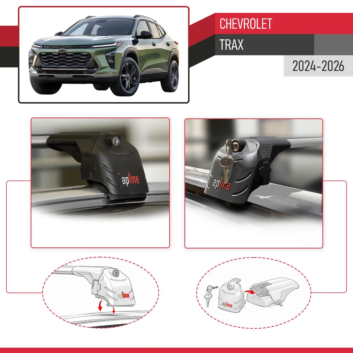 Compatibile con Chevrolet Trax 2024-2025 ACE-2 Barre Tetto Portapacchi Auto Barre Portatutto Grigo Alluminio 2 Barre