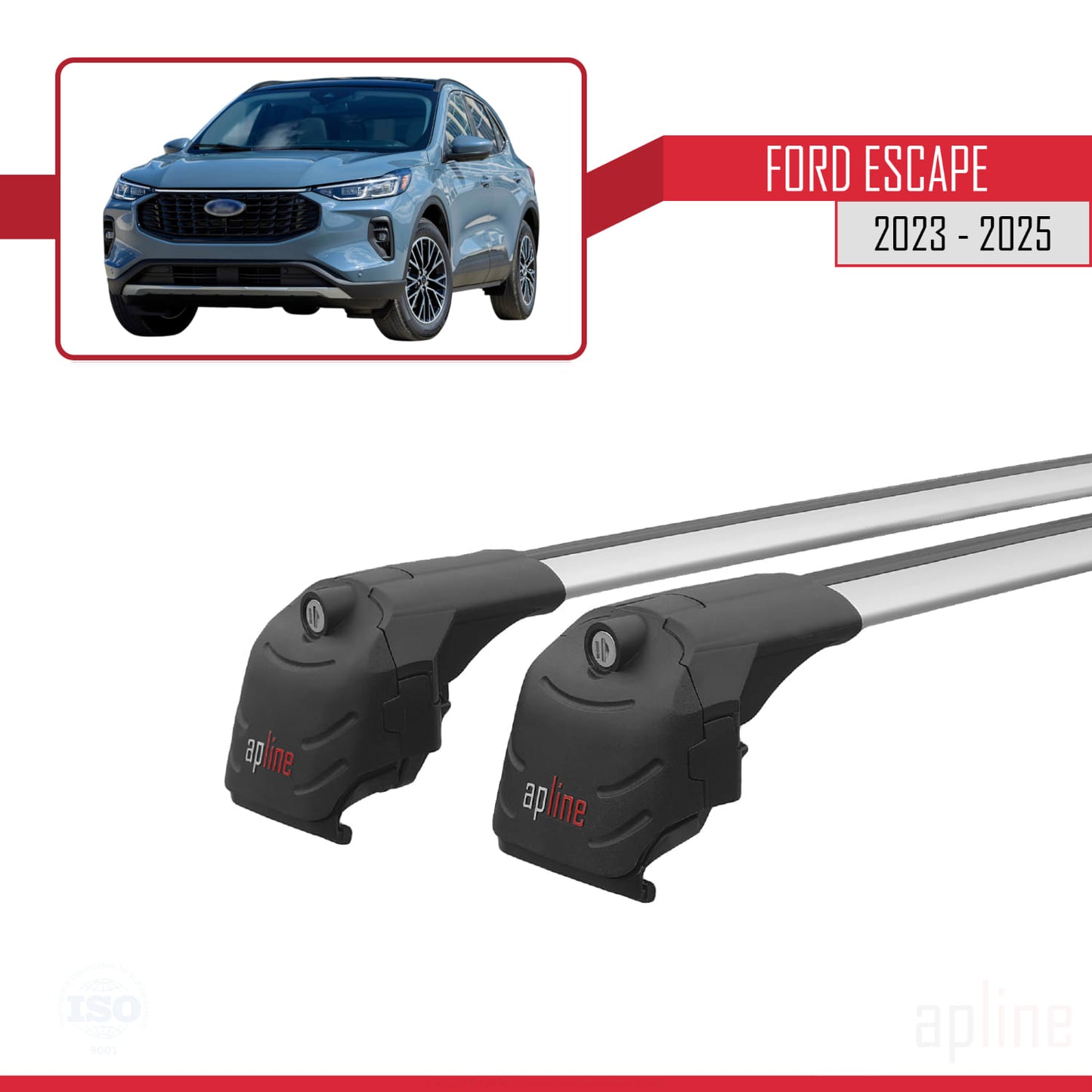 Compatibile con Ford Escape 2023-2025 ACE-2 Barre portatutto per auto Portapacchi in alluminio grigio 2 barre