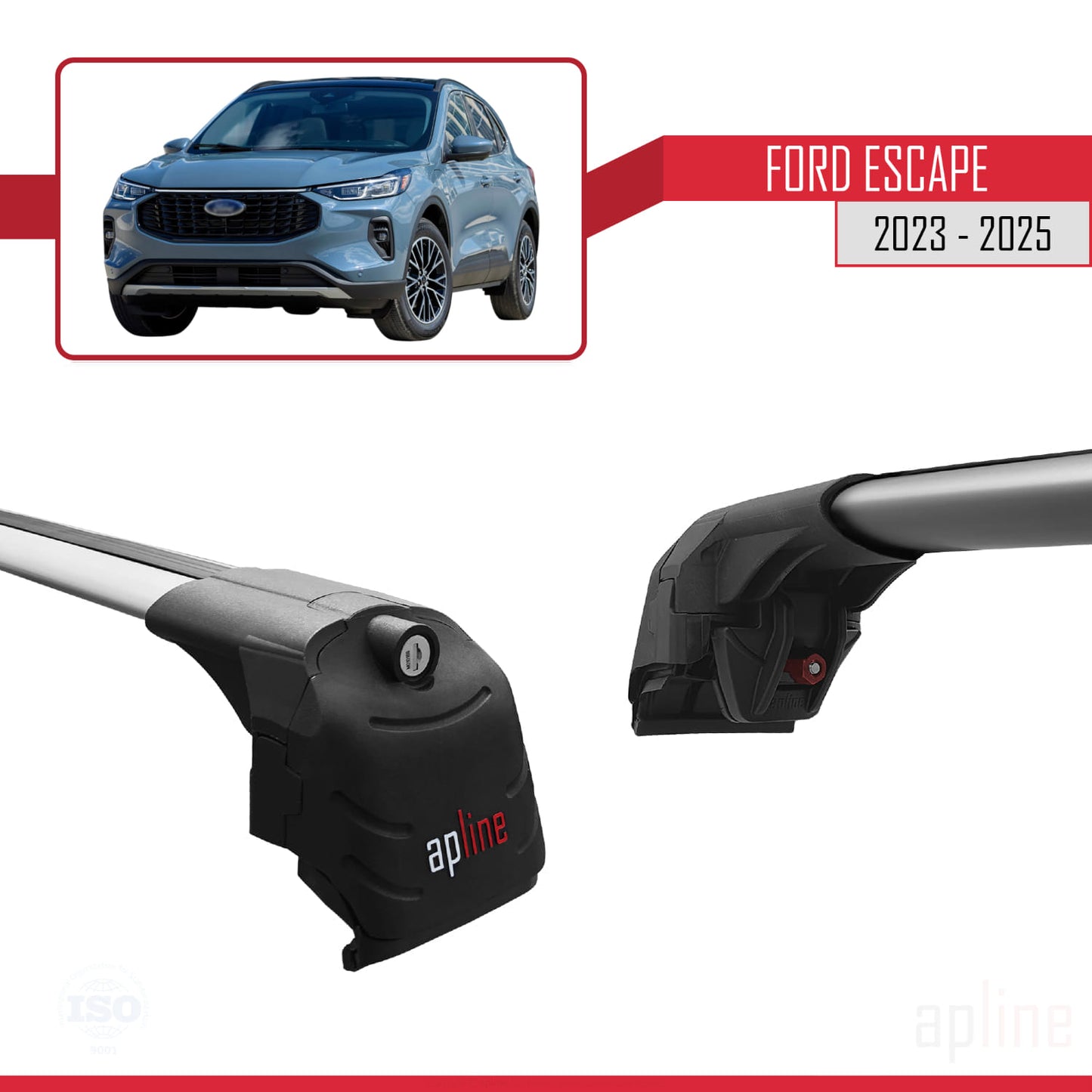 Compatibile con Ford Escape 2023-2025 ACE-2 Barre portatutto per auto Portapacchi in alluminio grigio 2 barre