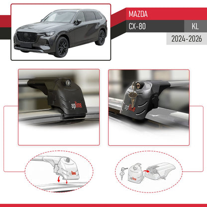 Compatibile con Mazda CX-80 2024-2025 ACE-2 Barre Tetto Portapacchi Auto Barre Portatutto Grigo Alluminio 2 Barre